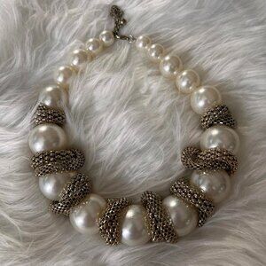 Chunky Faux Pearl and Chain Necklace #statement...